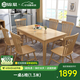 锦巢实木餐桌椅组合北欧日式小户型饭桌橡胶木长方形吃饭桌子YF-2310 原木色（温莎椅） 一桌4椅(1.2米)