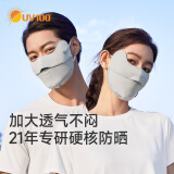 UV100台湾冰丝防晒口罩男女春夏季防紫外线透气护眼角面罩25537珠光灰