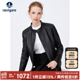 Navigare 意大利小帆船女士真皮皮衣秋冬款小立领羊皮机车服X2236700091 黑色 S 