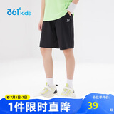 361°儿童短裤夏季男女童3-12岁透气运动裤梭织五分裤 黑 130