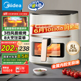 美的（Midea）空气炸锅家用 透明可视不用翻面 金属内腔 蒸汽嫩炸 实用大容量5L 多功能三档控风烘烤 MF-KZC5089