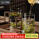 CLITON木柄玻璃水杯待客泡茶杯耐高温家用男士喝水杯子大容量500ml