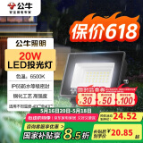 公牛（BULL）LED投光灯户外庭院工厂园林灯露营灯 IP65防水等级20W-6500K白光