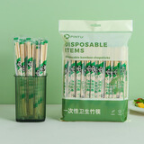 喜润家一次性连体竹筷子100双独立包装加粗野餐露营打包外卖餐具用品