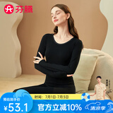 芬腾 保暖内衣套装女士修身圆领秋冬季长袖长裤打底 女款F-黑色 L