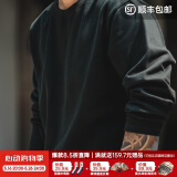 马登工装 美式300G重磅纯棉长袖T恤春季无感印花打底衫卫衣男春 黑色 XL