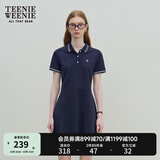Teenie Weenie小熊休闲通勤气质收腰Polo白色连衣裙夏装连身裙女装裙子 藏青色 S (160)