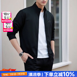 阿迪达斯（adidas）男装夹克 25夏新款运动服休闲防风开衫跑步健身时尚快干透气外套 经典黑/时尚三条纹 【针织立领】 M 【170-175cm/130-140斤】