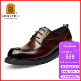 老人头（LAORENTOU）皮鞋男头层皮大头鞋经典商务皮鞋厚底正装皮鞋 522010119 棕 43