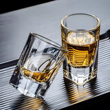 品喻（PINYU）二两白酒杯高端威士忌酒杯家用玻璃啤酒杯高颜值酒吧厚底杯子2个
