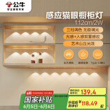公牛（BULL）感应猫眼橱柜灯磁吸充电山丘光效展柜玄关氛围小夜灯 银112cm三色