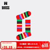 Happy Socks春夏款袜子女男袜薄荷曼波运动彩虹白色棉袜中筒袜 彩红条纹 1双 M 36-40
