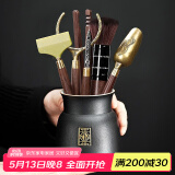 不拙茶道六君子套装功夫茶具配件茶夹子茶勺茶艺摆件茶具配件三件套 1-福运茶道瓶+文泽六君子