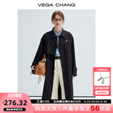 VEGA CHANG风衣女中长款2025春秋新款小个子休闲外套 经典黑 M