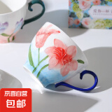 手绘创意早餐杯陶瓷杯家用马克杯大容量水杯麦片杯牛奶杯 香水百合手绘杯 1个装