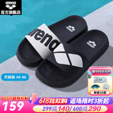 阿瑞娜（arena）男女竞技游泳运动拖鞋简约大LOGO舒适拖鞋沙滩拖鞋 黑白色（BKWH） 38