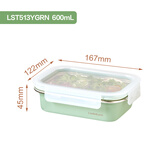 乐扣乐扣（LOCK&LOCK）食品级不锈钢保鲜盒哑光涂层轻巧耐摔收纳保鲜盒饭盒收纳盒 绿色【316L不锈钢】600ml单件装