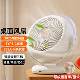 【空气循环扇】2025新款桌面风扇 落地扇 台式静音小型电风扇制冷空调卧室桌面床头办公室 白色 可用3天丨3档强风丨低噪轻音 3000mAh