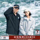 熊猫·本（ben.panda）棉服男潮牌翻领宽松休闲秋冬工装棉衣多穿情侣外套 黑色（A款) S