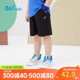 361°儿童短裤夏季男女童3-12岁透气运动裤梭织五分裤 黑 120