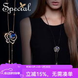 special欧美高冷时尚衬肤显瘦流苏可调节长款项链毛衣链吊坠挂链 蓝色 蓝玫瑰 项链