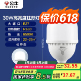 公牛（BULL）LED灯泡高亮柱形灯厂房车间商超食堂 30W球泡白光6500KE27螺口
