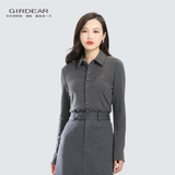 哥弟（GIRDEAR）女装衬衫通勤气质百搭修身加绒亲肤长袖衬衣1300820 灰色 2XL 6码