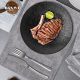 半物生活牛排刀叉盘三件套高级感西餐盘西餐刀叉家用牛排盘西餐餐具全套
