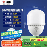 公牛（BULL）LED灯泡高亮柱形灯厂房车间商超食堂 30W球泡白光6500KE27螺口