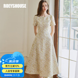 ROEYSHOUSE罗衣新中式重工提花连衣裙夏装法式碎花大摆中长裙子10491 花色 L