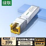 绿联SFP+万兆光纤电口模块RJ45 光口转换电口模块 10G光电转换广泛兼容华为/锐捷/中兴/华三 45986