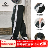 准者篮球无畏排扣裤男春夏宽松运动裤美式针织情侣卫裤秒脱束脚长裤子 黑/白【全开扣束脚】 XL