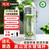 思宝玻璃杯高山流水双层保温水晶茶杯男女士商务办公水杯车载泡茶杯子 350ml【推荐容量】