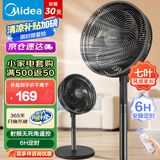美的（Midea）电风扇家用7叶落地扇摇头电风扇循卧室宿舍轻音风扇台式桌面小型风扇台地两用升级款 黑色丨智能定时预约30adr