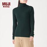 无印良品 MUJI 女式  罗纹高领毛衣 W9AA870 长袖针织衫 绿色 L