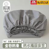 南极人（NanJiren）a类母婴防水隔尿床笠180x200防滑床垫保护套可水洗隔脏全包床罩子 浅灰【升级款-防水隔尿】 150cm*200cm 【适用5-28cm床垫】