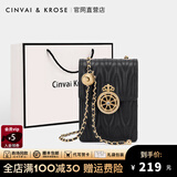 CinvaiKrose官网包包女包手机包女款斜挎包女士包包新款2025高级感菱格链条包 黑色-生日礼物送女友