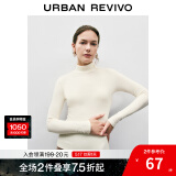 UR秋季新款女装简约百搭休闲立领修身长袖T恤UWB440047 本白 M