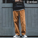 马登工装 美式复古垂坠感灯芯绒休闲长裤叠穿直筒显瘦工装裤子男 琥珀色 S 100-120斤