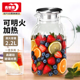 青苹果【采销推荐】耐高温冷水壶大容量玻璃凉水壶泡茶壶可围炉煮茶壶 【超耐热】冰川冷水壶2200ml