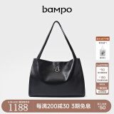 半坡饰族（bampo）【李梦同款】女包包新款福瑞方方包头层牛皮单肩斜挎包520礼物 墨碳黑【大包大容量升级】
