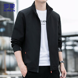 罗蒙外套男秋季立领商务休闲行政夹克上衣男百搭棒球服男JT6黑4XL