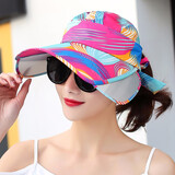 啄木鸟帽子女遮阳帽女夏天户外多用太阳帽子韩版潮户外防晒大沿可折叠 森系玫红