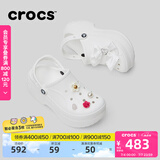 卡骆驰crocs贝拉洞洞鞋沙滩鞋包头女鞋厚底拖鞋|210062 白色-100(含智必星） 35 (210mm)