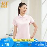 361度运动翻领t恤2025年春夏季新款休闲透气短袖情侣POLO衫 【女款】千禧粉 XL