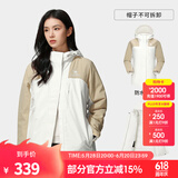 骆驼（CAMEL）拼色夹棉冲锋衣男女情侣棉服防风防水外套户外登山服 A23CA70136浅摩卡/流云白，女 M