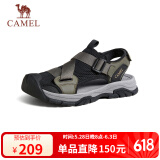 骆驼（CAMEL）户外休闲魔术贴包头洞洞沙滩运动凉鞋男 G14M076677 曙光绿/黑 40
