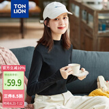 唐狮（TonLion）2021打底衫女内搭长袖T恤半高领短款上衣 无绒/黑色/二批 M 
