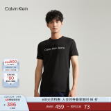 Calvin Klein Jeans夏季男女情侣中性年轻ck多色印花透气修身短袖T恤J320931 BEH-太空黑 M （推荐130-145斤）