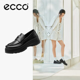 爱步（ECCO）乐福鞋 时尚厚底增高休闲皮鞋女 踪迹30女鞋系列220723 黑色 38